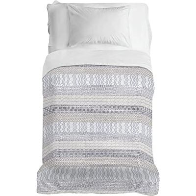PENSIERI DELICATI Överkast 220 x 280 cm, 100% bomull pique-presenning, perfekt som dekorduk, filt spara 1 fyrkantig säng, mönster aztec grå, 100% tillverkad i Italien PENSIERI DELICATI Överkast 220 x 280 cm, 100% bomull pique-presenning, perfekt som dekorduk, filt spara 1 fyrkantig säng, mönster aztec grå, 100% tillverkad i Italien
