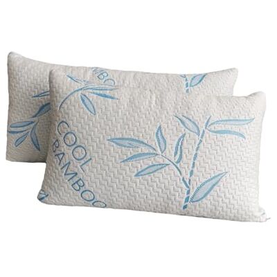 ComfySleep 2 stycken kylande och strimlade bambukuddar i rayon med avtagbart tvättbart överdrag (extra stor säng) ComfySleep 2 stycken kylande och strimlade bambukuddar i rayon med avtagbart tvättbart överdrag (extra stor säng)