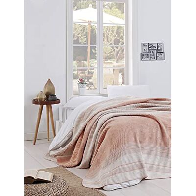 Bonamaison , Dubbelfilt, 50% akryl, 40% bomull, 10% polyester, randig, 180 x 220 cm, pulver Bonamaison , Dubbelfilt, 50% akryl, 40% bomull, 10% polyester, randig, 180 x 220 cm, pulver