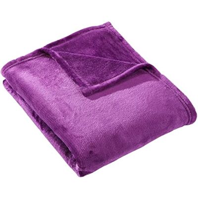 HYSEAS HS Sammet plysch överkast, hem fleece filt, solid mikroplysch prydnadsfilt, 127 x 152 cm, lila HYSEAS HS Sammet plysch överkast, hem fleece filt, solid mikroplysch prydnadsfilt, 127 x 152 cm, lila