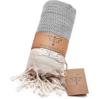 SMYRNA TURKISH COTTON SMYRNA turkisk bomull originalserie filt 100% bomull stor 152 x 205 cm bärbar mysig filt Tillverkad i Turkiet Maskintvättbar Premium lyxig randig badhandduk och picknickmatta – grå SMYRNA TURKISH COTTON SMYRNA turkisk bomull originalserie filt 100% bomull stor 152 x 205 cm bärbar mysig filt Tillverkad i Turkiet Maskintvättbar Premium lyxig randig badhandduk och picknickmatta – grå