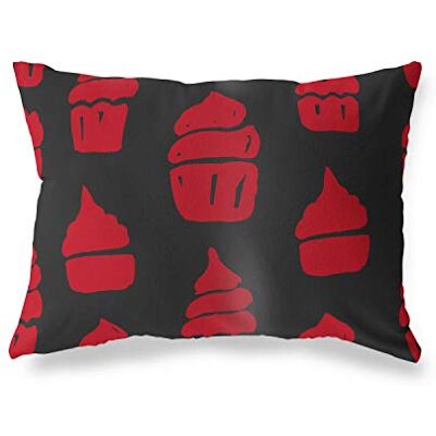 Bonamaison dekorativt kuddöverdrag, röd svart prydnadskuddöverdrag, heminredning örngott för vardagsrum, soffa, sovrum, storlek: 45 x 60 cm – designad och tillverkad i Turkiet Bonamaison dekorativt kuddöverdrag, röd svart prydnadskuddöverdrag, heminredning örngott för vardagsrum, soffa, sovrum, storlek: 45 x 60 cm – designad och tillverkad i Turkiet