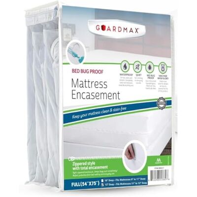 Guardmax Bed Bug Madrasskydd med dragkedja 100% vattentätt hölje mjukt, allergivänligt och andningsbart Full storlek (54 x 75 x 11) Guardmax Bed Bug Madrasskydd med dragkedja 100% vattentätt hölje mjukt, allergivänligt och andningsbart Full storlek (54 x 75 x 11)