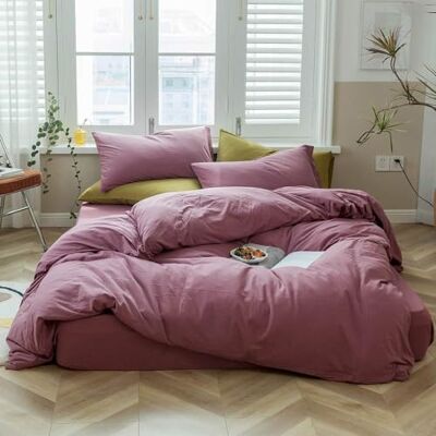 AMWAN Solid jersey stickad bomull påslakan king purple blekt malva, enfärgat bäddset modernt mjukt stickat bomull täcke skydd enfärgad lila påslakan med 2 örngott hotellkvalitet lyxigt bäddset AMWAN Solid jersey stickad bomull påslakan king purple blekt malva, enfärgat bäddset modernt mjukt stickat bomull täcke skydd enfärgad lila påslakan med 2 örngott hotellkvalitet lyxigt bäddset