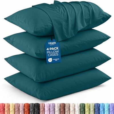 Utopia Bedding Queen örngott – 4-pack – kuvertstängning – mjukt borstat mikrofibertyg – krympnings- och blekningsbeständigt örngott queen size 50 x 76 cm (drottning, blågrön) Utopia Bedding Queen örngott – 4-pack – kuvertstängning – mjukt borstat mikrofibertyg – krympnings- och blekningsbeständigt örngott queen size 50 x 76 cm (drottning, blågrön)