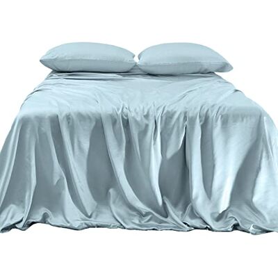 Elegant Comfort Elegant komfort lyxigt 4-delat silkeslent satinlakanset, hud- och hårvänligt, rynkfri, blekning, fläckbeständig med djupa fickor anpassat lakan, kylande mjukt satinlakanset helt, babyblått Elegant Comfort Elegant komfort lyxigt 4-delat silkeslent satinlakanset, hud- och hårvänligt, rynkfri, blekning, fläckbeständig med djupa fickor anpassat lakan, kylande mjukt satinlakanset helt, babyblått