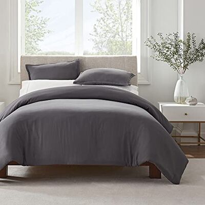 Serta Simply Clean ultramjukt allergivänligt fläckbeständigt 3-delat enfärgat påslakanset, grått, full/drottning Serta Simply Clean ultramjukt allergivänligt fläckbeständigt 3-delat enfärgat påslakanset, grått, full/drottning