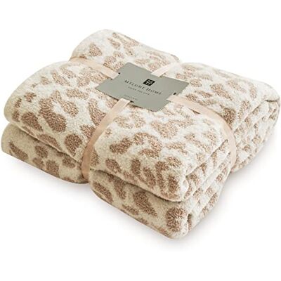 MH MYLUNE HOME Fleecefilt vändbar leopardtryck filt fluffig ultramjuk plysch mikrofiber överkast, mysiga varma filtar för säng soffa stol soff-set, passar hela säsongen, beige, 180 x 200 cm MH MYLUNE HOME Fleecefilt vändbar leopardtryck filt fluffig ultramjuk plysch mikrofiber överkast, mysiga varma filtar för säng soffa stol soff-set, passar hela säsongen, beige, 180 x 200 cm