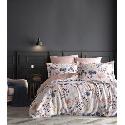 Nuit Des Rêves Ranforce Double Quilt Cover Set (200 x 200 cm), 100% bomull, 2 örngott (80 x 80 cm) Kan tvättas i maskin, elegant vit, lax, gul och rosa design Nuit Des Rêves Ranforce Double Quilt Cover Set (200 x 200 cm), 100% bomull, 2 örngott (80 x 80 cm) Kan tvättas i maskin, elegant vit, lax, gul och rosa design