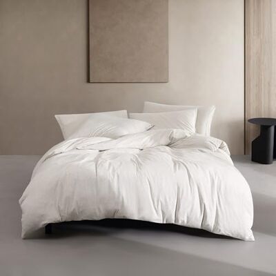 Calvin King Duvet Cover Set, Luxuriously Soft Home Decor, Modern Cotton Melange Jersey Bedding (Ivory Grey Heather, King) Calvin King Duvet Cover Set, Luxuriously Soft Home Decor, Modern Cotton Melange Jersey Bedding (Ivory Grey Heather, King)