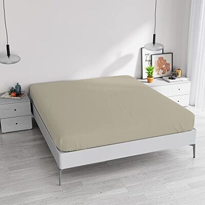 Italian Bed Linen Elegant underlakan med 35 cm hörn, taupe, dubbel maxi Italian Bed Linen Elegant underlakan med 35 cm hörn, taupe, dubbel maxi
