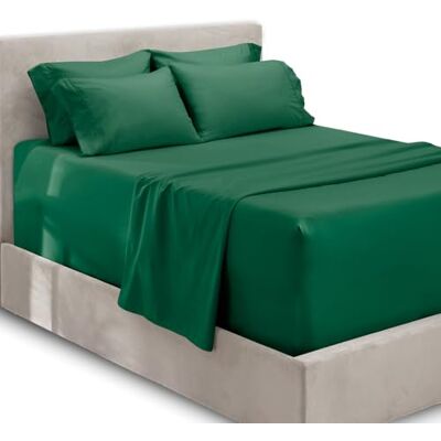 Hearth & Harbor 6-delat lakanset extra djup ficka, passar madrass från 18-24 inces djup, California King, Hunter Green Hearth & Harbor 6-delat lakanset extra djup ficka, passar madrass från 18-24 inces djup, California King, Hunter Green