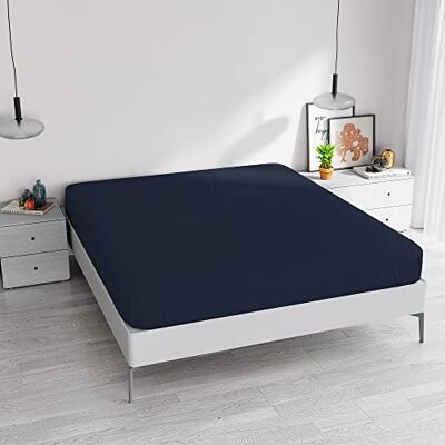 Italian Bed Linen Elegant underlakan med 35 cm hörn, mörkblå, maxi dubbel Italian Bed Linen Elegant underlakan med 35 cm hörn, mörkblå, maxi dubbel