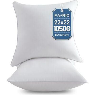 FAVRIQ 100% bomullsöverdrag, 22 x 22 kuddinsatser (set med 2) – soffkudde – fyrkantig inre soffkudde inlägg – dekorativ kuddinsats par – vit soffkudde FAVRIQ 100% bomullsöverdrag, 22 x 22 kuddinsatser (set med 2) – soffkudde – fyrkantig inre soffkudde inlägg – dekorativ kuddinsats par – vit soffkudde