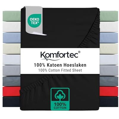 Komfortec Jersey spännlakan 140 x 200 cm, 100% bomull, svart Komfortec Jersey spännlakan 140 x 200 cm, 100% bomull, svart