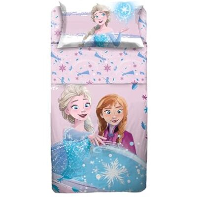 hermet Frozen enkelsängsset i 100% bomull, lakanset, platt lakan med kant + hörnlakan + örngott hermet Frozen enkelsängsset i 100% bomull, lakanset, platt lakan med kant + hörnlakan + örngott