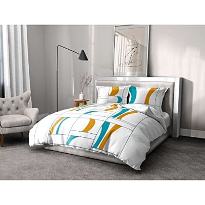 HOME LINGE PASSION Home Passion linne påslakan 3 delar 100% bomull 57 trådar 2 personer 240 x 260 cm turkos orange Atoll HOME LINGE PASSION Home Passion linne påslakan 3 delar 100% bomull 57 trådar 2 personer 240 x 260 cm turkos orange Atoll