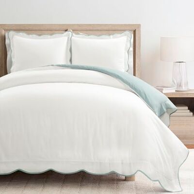Lush Decor Frodig dekor kustnära chic kammussla kant täcke blå/vit 3 delar set kung Lush Decor Frodig dekor kustnära chic kammussla kant täcke blå/vit 3 delar set kung