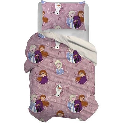 hermet Frozen Enkelt påslakanset i bomull, rosa, säck 155 x 200, örngott 50 x 80, Disney 100% bomull, officiell produkt hermet Frozen Enkelt påslakanset i bomull, rosa, säck 155 x 200, örngott 50 x 80, Disney 100% bomull, officiell produkt