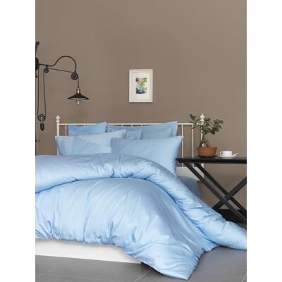 Nuit Des Rêves Lyxig satin enkel XL passande lakan, 100% bomull, 100 x 200 + 40 cm, 210 trådantal: maskintvättbar vid 30 °C, elegant blå färg för ultimat komfort, twin Nuit Des Rêves Lyxig satin enkel XL passande lakan, 100% bomull, 100 x 200 + 40 cm, 210 trådantal: maskintvättbar vid 30 °C, elegant blå färg för ultimat komfort, twin