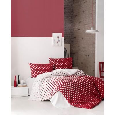 Nuit Des Rêves Ranforce Single XL täcke set (155 x 200 cm), 100% bomull, röd & vit, kan tvättas i maskin, 140 trådar, knapp & Envelope Closure Mysig & snygg sängkläder Nuit Des Rêves Ranforce Single XL täcke set (155 x 200 cm), 100% bomull, röd & vit, kan tvättas i maskin, 140 trådar, knapp & Envelope Closure Mysig & snygg sängkläder