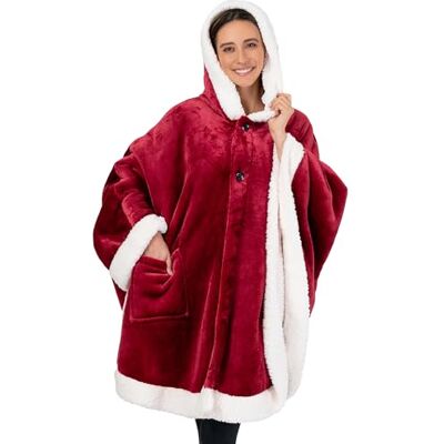 PAVILIA Filt med huva för änglar, poncho-filt med mjuk sherpa-fleece, plysch, varm, bärbar prydnadskappa med fickor, mysiga gåvor för kvinnor (vin) PAVILIA Filt med huva för änglar, poncho-filt med mjuk sherpa-fleece, plysch, varm, bärbar prydnadskappa med fickor, mysiga gåvor för kvinnor (vin)