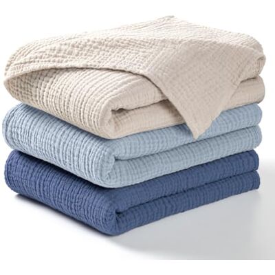 lulumoon Baby skötfilt muslinfilt – bomull tunn ventilerande babyfilt – baby swaddle filt, våtservetter för pojkar och flickor, 3-pack (marinblå) lulumoon Baby skötfilt muslinfilt – bomull tunn ventilerande babyfilt – baby swaddle filt, våtservetter för pojkar och flickor, 3-pack (marinblå)