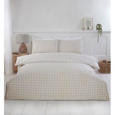 Rapport home King påslakanset naturligt rutig polycotton sängkläder med 2 örngott mjuk och hållbar Gingham-design för sovrum (220 x 230 cm) Rapport home King påslakanset naturligt rutig polycotton sängkläder med 2 örngott mjuk och hållbar Gingham-design för sovrum (220 x 230 cm)