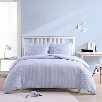 Poppy & Fritz King size-påslakanset, vändbara sängkläder i bomull med matchande örngott, avslappnad heminredning (Oxford randig blå, king) Poppy & Fritz King size-påslakanset, vändbara sängkläder i bomull med matchande örngott, avslappnad heminredning (Oxford randig blå, king)