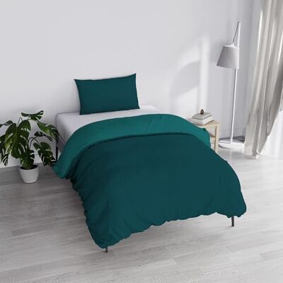Italian Bed Linen Påslakanset i 100% naturlig bomull, tillverkad i Italien Set med påslakan Täckeöverdrag 150 x 200 cm med dubbel patell och örngott, enkel, petroleumgrön/flaska Italian Bed Linen Påslakanset i 100% naturlig bomull, tillverkad i Italien Set med påslakan Täckeöverdrag 150 x 200 cm med dubbel patell och örngott, enkel, petroleumgrön/flaska
