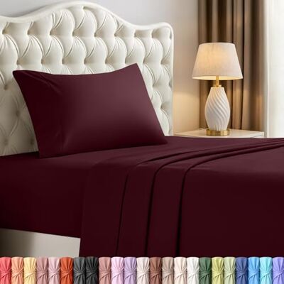 Utopia Bedding Twin Sänglakan Set – 3-delat sängkläder – borstad mikrofiber – krympnings- och blekningsbeständig – enkel skötsel (tvilling, vinröd) Utopia Bedding Twin Sänglakan Set – 3-delat sängkläder – borstad mikrofiber – krympnings- och blekningsbeständig – enkel skötsel (tvilling, vinröd)