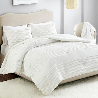Comfort Spaces Komfortutrymmen täcke vändbart 100% bomulls ansikte jacquard tuftade chenille-prickar ultramjuka överfylld ner alternativ hypoallergen alla årstider sängkläder-set Full/Queen Elfenben Comfort Spaces Komfortutrymmen täcke vändbart 100% bomulls ansikte jacquard tuftade chenille-prickar ultramjuka överfylld ner alternativ hypoallergen alla årstider sängkläder-set Full/Queen Elfenben