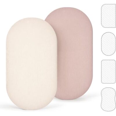lulumoon Uppsättning av 2 muslin-bomull dra-på-lakan: barnvagnar lakan vagga madrasskydd för barnsäng och sidosäng 90 x 40 cm (grädde sand) lulumoon Uppsättning av 2 muslin-bomull dra-på-lakan: barnvagnar lakan vagga madrasskydd för barnsäng och sidosäng 90 x 40 cm (grädde sand)