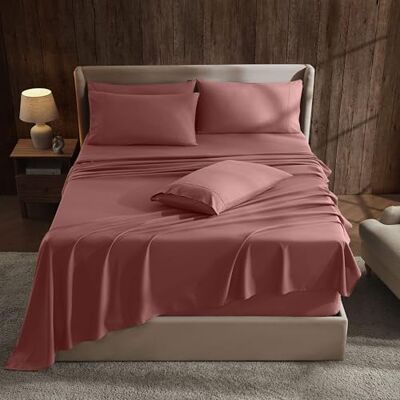 Hearth & Harbor extra djup ficka king size lakanset – passar madrass 45 cm djup – extra djupa fickark – 6 delar king size-lakan – kungslakan djup ficka – rosa lera Hearth & Harbor extra djup ficka king size lakanset – passar madrass 45 cm djup – extra djupa fickark – 6 delar king size-lakan – kungslakan djup ficka – rosa lera