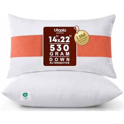 Utopia Bedding Fyllning med dekorativa kuddar inomhus för säng och soffa, 2-pack, vit, 35,5 x 56 cm Utopia Bedding Fyllning med dekorativa kuddar inomhus för säng och soffa, 2-pack, vit, 35,5 x 56 cm
