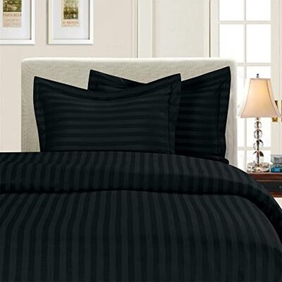 Elegant Comfort ® 1 500 trådtäthet – DAMASK ränder – egyptisk kvalitet lyxig silkeslen mjuk rynkor och blekningsbeständig 3 st påslakanset, full/drottning, svart Elegant Comfort ® 1 500 trådtäthet – DAMASK ränder – egyptisk kvalitet lyxig silkeslen mjuk rynkor och blekningsbeständig 3 st påslakanset, full/drottning, svart