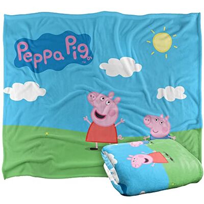 LOGOVISION Peppa Pig barn silkeslen touch filt, 152 x 127 cm Peppa och George Sunny Day LOGOVISION Peppa Pig barn silkeslen touch filt, 152 x 127 cm Peppa och George Sunny Day