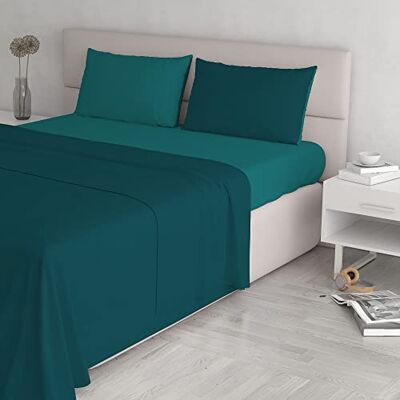 Italian Bed Linen Natural Color sängkläder set, 100% bomull, bensin grön/flaska grön, dubbel Italian Bed Linen Natural Color sängkläder set, 100% bomull, bensin grön/flaska grön, dubbel