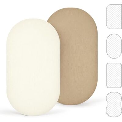 lulumoon Musselin Vagga dra-på-lakan set: barnvagn madrasskydd för sidosäng och vagga 100% bomull 90 x 40 cm 2-pack (vitgul) lulumoon Musselin Vagga dra-på-lakan set: barnvagn madrasskydd för sidosäng och vagga 100% bomull 90 x 40 cm 2-pack (vitgul)