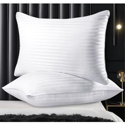 Qnoon Kuddar Queen size set om 2, hotellsamling sängkuddar för att sova, kil kudde för rygg, mage eller sidosovare (rent vit) Qnoon Kuddar Queen size set om 2, hotellsamling sängkuddar för att sova, kil kudde för rygg, mage eller sidosovare (rent vit)