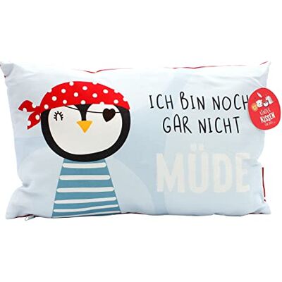 Dekohelden24 Barn gosa kudde med pingvin/inskription – Jag är inte trött – L/B/H ca 40 x 13 x 23 cm, 100% bomull Dekohelden24 Barn gosa kudde med pingvin/inskription – Jag är inte trött – L/B/H ca 40 x 13 x 23 cm, 100% bomull