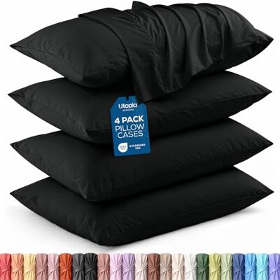 Utopia Bedding Queen örngott – 4-pack – kuvertstängning – mjukt borstat mikrofibertyg – krympnings- och blekningsbeständigt kuddöverdrag queen size 50 x 76 cm (drottning, svart) Utopia Bedding Queen örngott – 4-pack – kuvertstängning – mjukt borstat mikrofibertyg – krympnings- och blekningsbeständigt kuddöverdrag queen size 50 x 76 cm (drottning, svart)