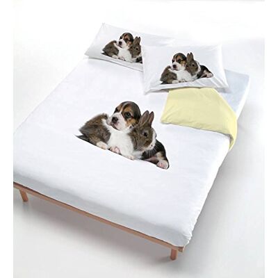 Italian Bed Linen Digital cp-dig-2p påslakan, 100% bomull, dubbelsäng 501 hund kanin (250 x 200 cm 2/52 x 82 cm) brun Italian Bed Linen Digital cp-dig-2p påslakan, 100% bomull, dubbelsäng 501 hund kanin (250 x 200 cm 2/52 x 82 cm) brun