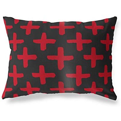 Bonamaison dekorativt kuddöverdrag, röd svart prydnadskuddöverdrag, heminredning örngott för vardagsrum, soffa, sovrum, storlek: 45 x 60 cm – designad och tillverkad i Turkiet Bonamaison dekorativt kuddöverdrag, röd svart prydnadskuddöverdrag, heminredning örngott för vardagsrum, soffa, sovrum, storlek: 45 x 60 cm – designad och tillverkad i Turkiet