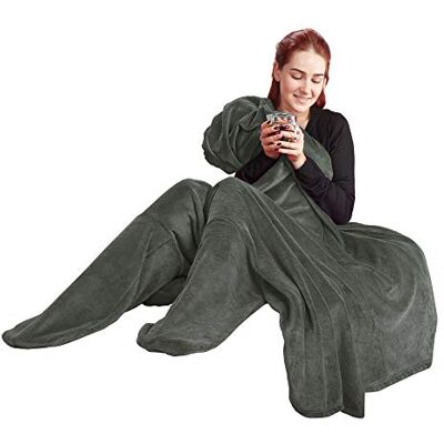 CelinaTex fluffig gosig filt med fötter strumpor 150 x 180 cm grå strumpfilt fotvärmare mikrofiber fleece Öko-Tex Footy CelinaTex fluffig gosig filt med fötter strumpor 150 x 180 cm grå strumpfilt fotvärmare mikrofiber fleece Öko-Tex Footy