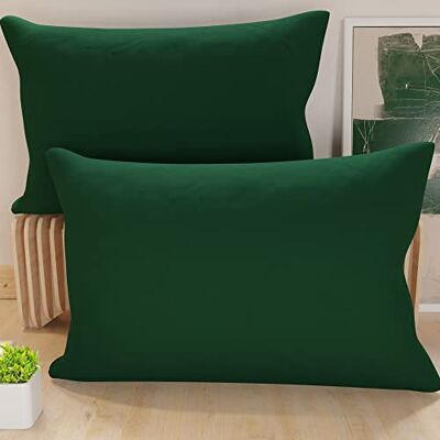 PETTI Artigiani Italiani Set med 2 örngott, 80 x 40 cm, enfärgade kuddfodral smaragdgrönt, 100% mikrofiber allergivänligt, tillverkat i Italien PETTI Artigiani Italiani Set med 2 örngott, 80 x 40 cm, enfärgade kuddfodral smaragdgrönt, 100% mikrofiber allergivänligt, tillverkat i Italien
