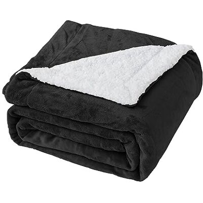 Good Nite filt 230 x 270 cm vändbar sherpa fleecefilt fluffig polyesterfilt mjuka och varma sängfiltar för hemmaliv och resor (svart, super king) Good Nite filt 230 x 270 cm vändbar sherpa fleecefilt fluffig polyesterfilt mjuka och varma sängfiltar för hemmaliv och resor (svart, super king)