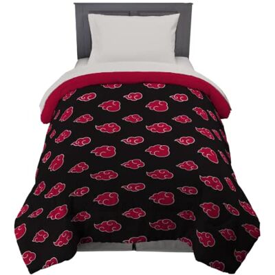 Franco Naruto Anime Akatsuki-mönster sängkläder mjukt mikrofibertäcke, tvilling, (officiell Naruto-produkt) Franco Naruto Anime Akatsuki-mönster sängkläder mjukt mikrofibertäcke, tvilling, (officiell Naruto-produkt)