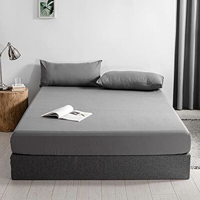 Good Nite spännlakan 180 x 200 cm grå polyester lakan 30 cm extra djup väsklakan spännlakan mjuk och andas maskintvättbar Good Nite spännlakan 180 x 200 cm grå polyester lakan 30 cm extra djup väsklakan spännlakan mjuk och andas maskintvättbar