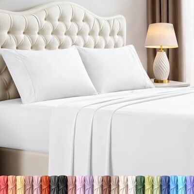 Utopia Bedding Bäddset i 4 delar i borstad mikrofiber, krymp- och blekningsbeständig, lättskött (extra stor säng, vit) Utopia Bedding Bäddset i 4 delar i borstad mikrofiber, krymp- och blekningsbeständig, lättskött (extra stor säng, vit)